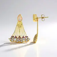 Cavill - Zilveren Oorbellen 925 Sterling Zilver Verguld - 2 Welo-opalen 0,523 ct Peervormig - 26 Amethisten & Zirkonia 2,438 ct - Elegant & Feestelijk