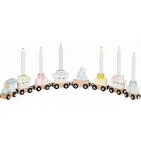 Goki Kaarsenhouder: VERJAARDAGSTREIN L56,5cm, hout, met verwisselbare nummers 1-6, 14-delig
