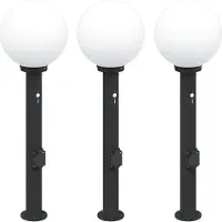 vidaXL Paalverlichting met sensor en stopcontact, 3 stuks, 80 cm, zwart, IP44