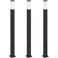 vidaXL Bolderverlichting met sensor en stopcontact 3 stuks 110 cm zwart IP44