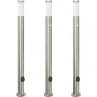 vidaXL Bolderverlichting met sensor en stopcontact 3 stuks 110 cm roestvrij staal IP44