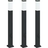 vidaXL Bolderverlichting met stopcontact 3 stuks 80 cm Zwart IP44