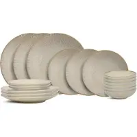 Cookinglife Serviesset Coastal Lines Ocean Beige 18-delig / 6 personen - 6 dinerborden, 6 ontbijtborden en 6 diepe borden