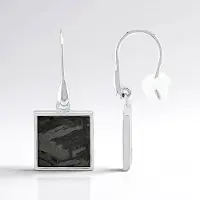 Cavill - Zilveren Oorbellen met 3,72 ct Aletai Meteoriet - 925 Sterling Zilver - Moderne Vierkante Clipsluiting - Uniek & Eigentijds Design