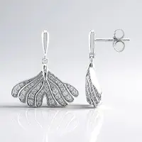 Cavill - Zilveren Oorbellen 925 Sterling met 0,79 Ct Tanzania Zirkonen - Elegant Waaier Design - Veilige Stekersluiting - 22 mm
