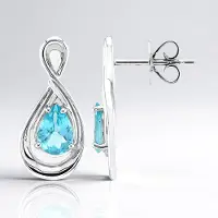 Cavill - Zilveren Oorbellen met Blauwe Apatiet 1,139 ct - 925 Sterling Zilver Palladium - Elegant Handgemaakt - Peervormig 7x5 mm 20 mm