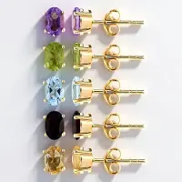 Cavill - Zilveren oorbellen met amethist 0 72 ct en topaas 0 92 ct - 925 Sterling zilver verguld - Elegante multi edelsteen oorstekers 4 23 ct totaal