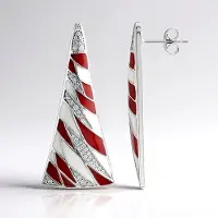 Cavill - 925 Sterling Zilveren Oorbellen Geplatineerd - Triangel Design - Cambodjaanse Zirkoon 0 702 ct - Modern & Elegant - Dames Sieraden