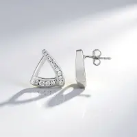 Cavill - 925 Sterling Zilver Geplatineerde Oorbellen - Cambodjaanse Zirkonen 0,83 ct - Moderne Driehoekige Oorstekers - Minimalistisch Glamour