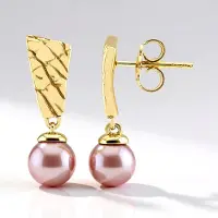 Cavill - Zilveren Oorstekers - 925 Sterling Zilver Verguld - Paarse Ming Parels 6,5 mm - Elegante Luxe Oorbellen met Parel - Rond Slijpsel