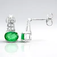 Cavill - Elegante Ovaal Bahia Smaragd Oorbellen 1,2 ct - 925 Sterling Zilver met Platina - Cambodjaanse Zirkonen - Luxe Sieraden