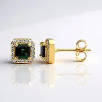 Cavill - Zilveren Oorbellen - Verguld 925 Sterling Zilver - 2x 0,912 ct Achthoekige Braziliaanse Indigoliet - 36x Zirkonia 1,186 ct - Chique Elegant
