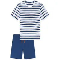 Schiesser Pyjama kort ' Casual ' blauw / wit