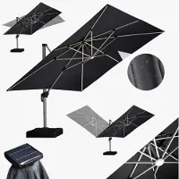 PURPLE LEAF Rechthoek Parasol – 360° Draaibaar - Ingebouwde LED-verlichting – UV50+ - Windbestendig - Stijlvolle Zweefparasol