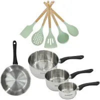Fackelmann Set Koekenpan 24cm en 3 Kookpannen 12/16/20cm Genève met 5 keukengerei