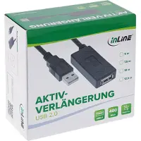 InLine USB 2.0 actieve verlengkabel, USB-A stekker/aansluiting, 10 meter