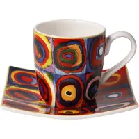Goebel - Wassily Kandinsky | Kop en schotel Espresso Vierkanten | Porselein - 10cm - 100ml