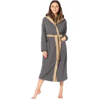 Ladeheid Dames met Capuchon - Wasmachine bestendig - 100% Katoen - Badstof - Donkergrijs/Beige – M- LA-LA40-191-DG