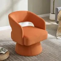 STILVORA Fauteuil - 360 Draaibaar - Comfortabel Met Open Rug En Armleuningen - Voor Woonkamer En Slaapkamer - Chenille Oranje