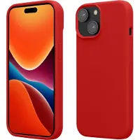 Kwmobile Case voor iPhone 15 - Slank TPU-Hoesje met Zachte Afwerking - In klassiek rood