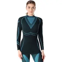 Ladeheid Thermoshirt - Thermo ondergoed – Dames - Thermokleding - Longsleeve – Zwart/Turquoise – M - LA-LA40-WOMEN-Top