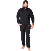 Ladeheid Heren Pyjama - met Capuchon - Lange mouwen - Lange broek - Katoen - LA-LA40-239-PJ - Zwarte Pavian - XXL