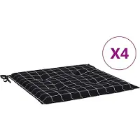 vidaXL Tuinstoelkussens 4 st ruitpatroon 40x40x4 cm stof zwart