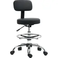 HOMCOM -Bürostuhl-Stahl, Kunstleder-52L x 52B x 78-92H cm-Schwarz