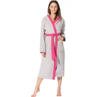 Ladeheid Dames met Capuchon - Wasmachine bestendig - 100% Katoen - Badstof - Grijs/Roze – M- LA-LA40-191-DG