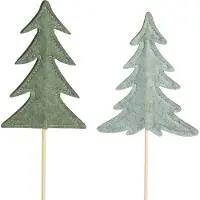 Viana Bloemplug viltdecoratie groene kerstboom 11x3,5cm 6 st, 6 Stück