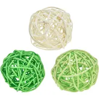 Viana Rotan bollen groen lichtgroen crème assorti rotan Ø5cm 24 st, 24 Stück