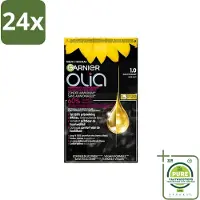 Garnier - Olia 1 - Haarkleuring - Zwart - Zonder Ammoniak - Intense Langhoudende Kleur - 100% Grijsdekking - Voordeelverpakking - 24 stuks - Permanente haarkleuring - Haarkleur zonder ammoniak