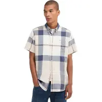 Barbour overhemd Tailored Fit creme blauw geruit borstzak