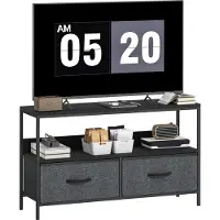 HOMCOM TV Stand-Linnen, Staal-98L x 29B x 56H cm-Zwart