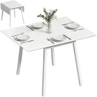 HOMCOM eettafel, inklapbaar, keukentafel voor 2-4 personen, inklaptafel, hout, wit