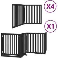 vidaXL Hondenhek inklapbaar 12 panelen 960 cm populierenhout zwart