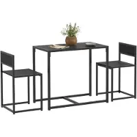 HOMCOM eethoek - metaal/MDF - 90L x 47B x 76H cm - zwart