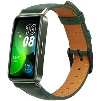 Kwmobile lederen horlogebandje geschikt voor Huawei Band 10 / 9 / 8 polsband - Echt leren smartwatch bandje - Activity tracker horloge band in donkergroen