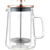 Klausberg Koffie- en Thee Pistonmaker - Glas - Koperkleurig - 600 ml - French Press - Koffiemaker - Model KB7724