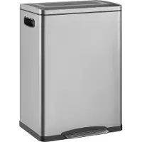 HOMCOM -Mülleimer-Edelstahl, Kunststoff-40L x 34,8B x 59H cm-Silber