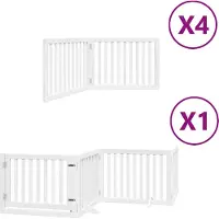 vidaXL - Hondenhek - inklapbaar - met - deur - 12 - panelen - 960cm - populierhout - wit
