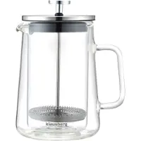 Klausberg KB7685 - Piston Koffie- en Theezetter - 0,60 Liter - Dubbelwandig Glas - RVS en Boorosilicaat Glas - Geschikt voor Koffie, Thee en Kruiden