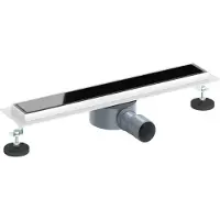 vidaXL Doucheafvoer glazen dekking met 360° sifon Zwart 50 cm