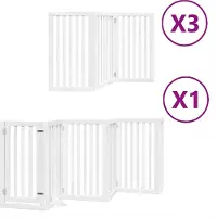 vidaXL Hondenhek inklapbaar met deur 15 panelen 750cm populierhout wit