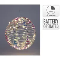 Home & Styling Bal 25cm 40 LED Iriserend Op Batterij Warmwit warmwit Metaal