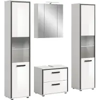 Furnilux Badcombinatie met verlichting 4-delige set met hoge kasten en spiegelkast