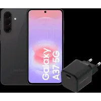 Samsung Galaxy A37 128GB Zwart 5G + BlueBuilt Oplader met Usb C Poort 45W Zwart