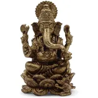 Ancient Wisdom - Decoratief beeld - Messing miniatuur god Ganesha 37 mm - beeldje - figuur - decoratie - spiritualiteit - hindoeïsme - kunst