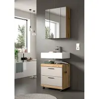 Furnilux Badcombinatie op wielen compacte 2-delige set met spiegelkast evoak oak en