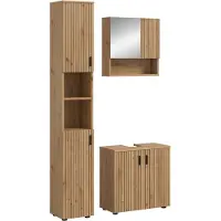 Furnilux Badcombinatie artisan oak 3-delige set met spiegelkast en wastafel 105x192cm